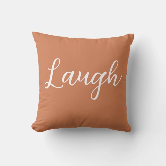 Almofada Laugh Throw Pillow Copper Orange White (Frente)