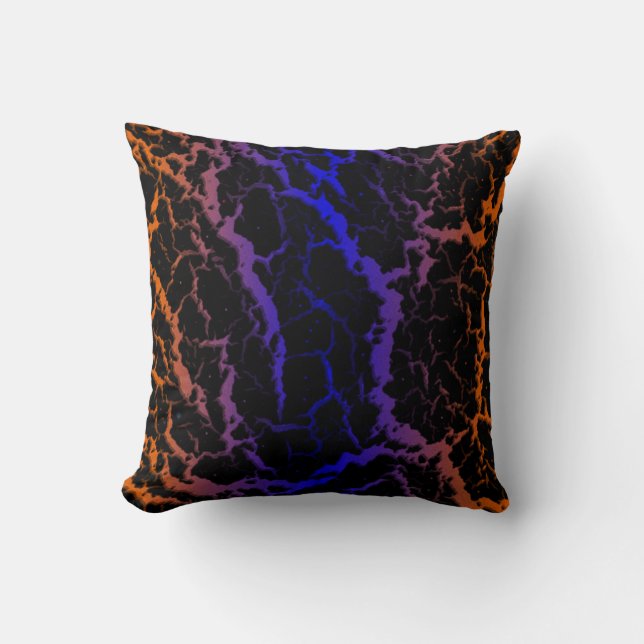 Almofada Lava do espaço rachado - Laranja/Azul (Frente)
