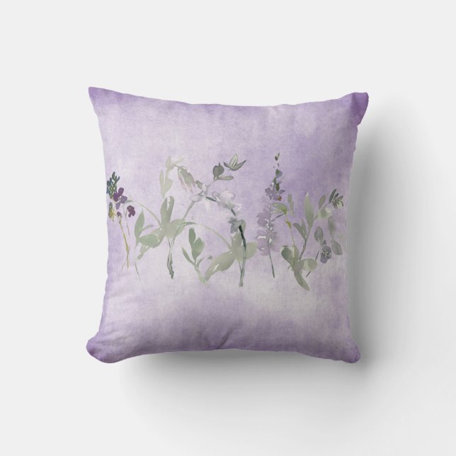 Almofada Lavanda Aquarela Chic Floral (Frente)
