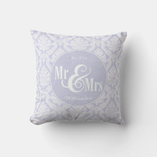 Almofada Lavanda Damask "Mr & Mrs", travesseiro personaliza