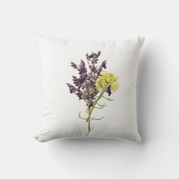 Almofada Lavanda e Design Botânica Amarelo