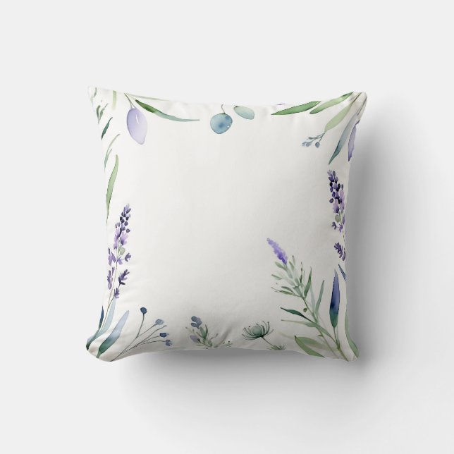 Almofada Lavanda E Eucalyptus Watercolor (Frente)