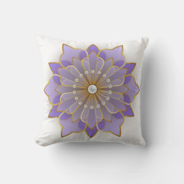 Almofada Lavanda e Flor Elegante Dourada