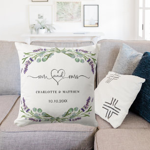 Almofada Lavanda eucalyptus mr mrs nomes casamento