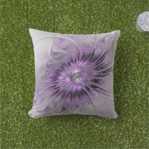 Almofada Lavanda Flor Sonho Moderno Abstrato de Arte Fracta