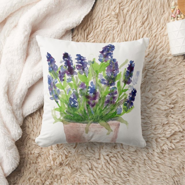 Almofada Lavanda Floral de Aquarela (Cobertor)