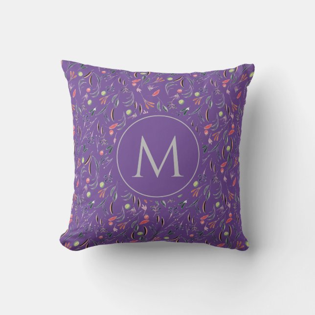 Almofada Lavanda Floral Watercolor MONOGRAM (Frente)