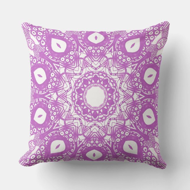 Almofada Lavanda Leve Roxo Caleidoscópio Travesseiros de Ma (Frente)
