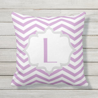 Almofada Lavanda púrpura, padrão zigzag branco de fevão