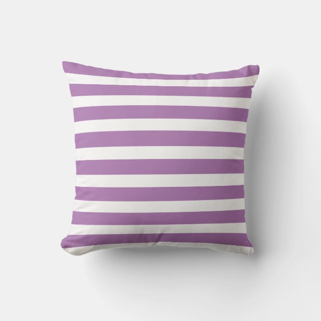 Almofada Lavanda Roxa branca listrada Preppy  (Frente)