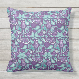 Almofada Lavanda, Roxo, Mistura Aqua, Paisley Floral Corres
