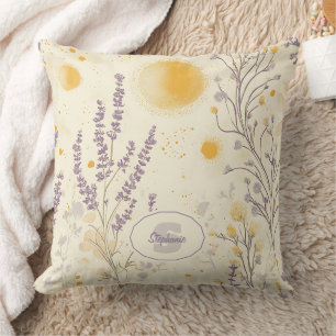 Almofada Lavanda Whimsical e Padrão Floral Amarelo