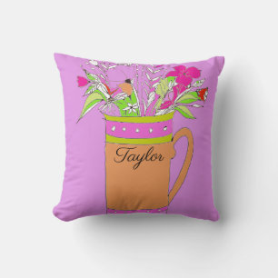 Almofada Lavendar Flores Coloridas Num Design De Canela