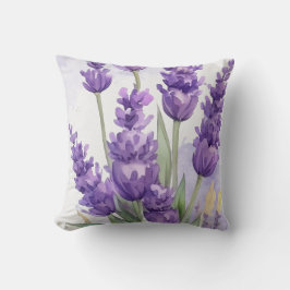 Almofada Lavender Flower Throw Pillow | Soft Purple Floral 