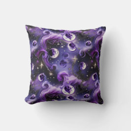 Almofada Lavender Purple Celestial Moon Phases Throw Pillow