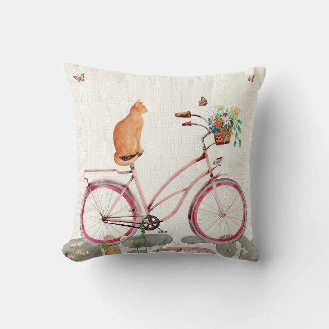 Almofada Le Chat à Vélo Travesseiro decorativo (Frente)