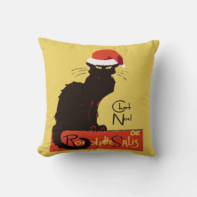 Almofada Le Chat Noel Paródia de Natal Corte Desgastado (Frente)