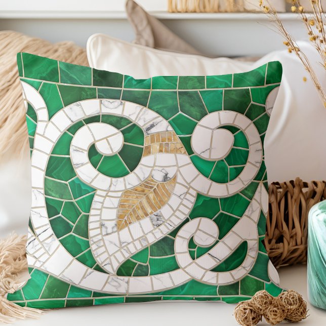 Almofada Leaf e Swirl Marble Mosaic Art - (Criador carregado)