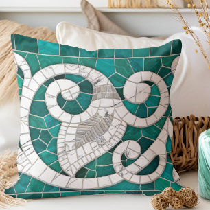 Almofada Leaf e Swirl Marble Mosaic Art -