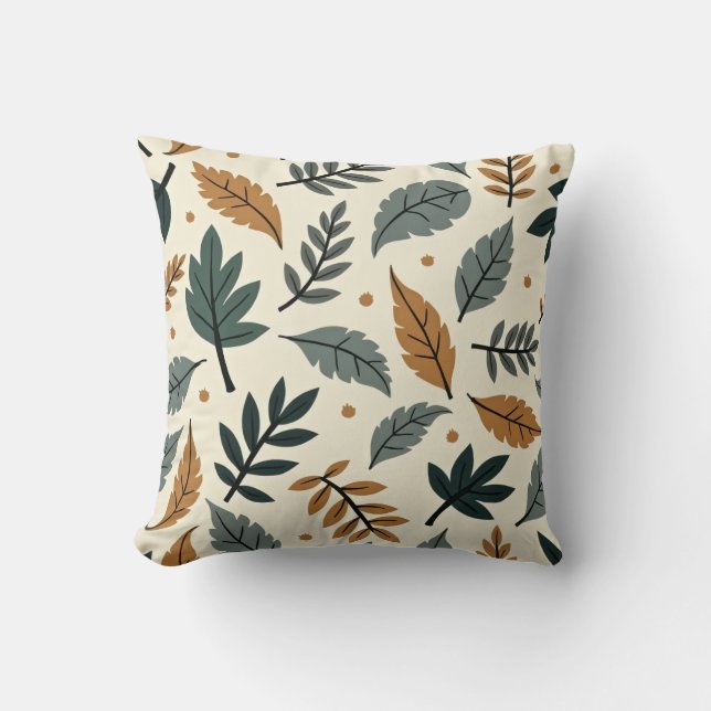 Almofada Leaf Silhouettes Pattern – Elegant Botanical  (Frente)