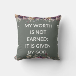 Almofada Leafy pillow with a simple religious quote