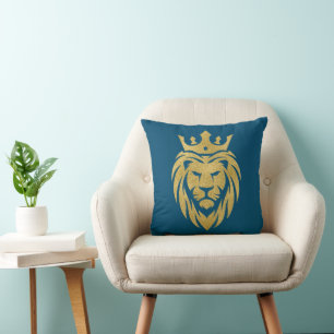 Almofada Leão com Coroa - Estilo Dourado 3
