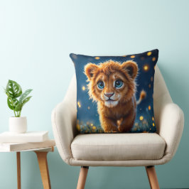 Almofada Leão de bebê mágico caminhando em uma noite de fan