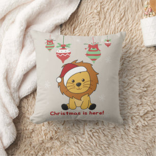 Almofada Leão de Natal Neve Animais de inverno Lâmpadas Jog