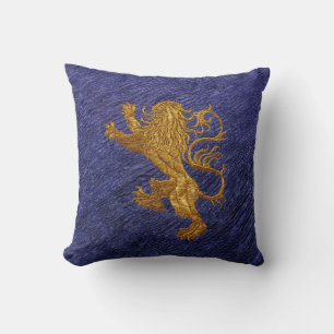 Almofada Leão desenfreado - ouro no azul