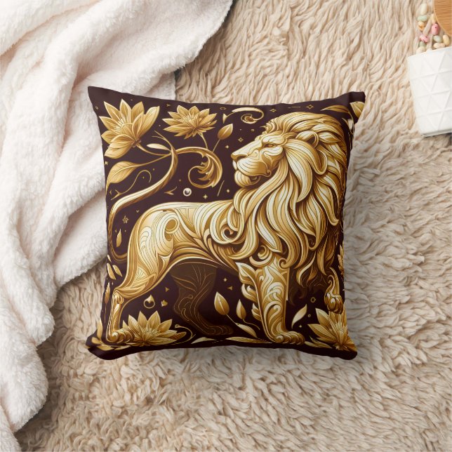 Almofada Leão Dourado Majestoso (Cobertor)