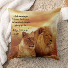 Almofada Leão e Leoa Escritura Seja Forte Travesseiro