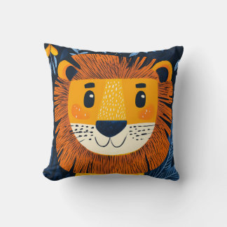 Almofada Leão Laranja Amarelo Azul Quarto Safari Infantil 