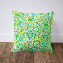 Almofada Leão Préppy Floral / Decoração Tropical para Casa