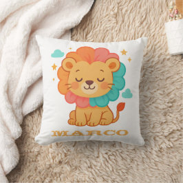 Almofada Leão Rugido Arco-íris Ilustração Animal Personaliz