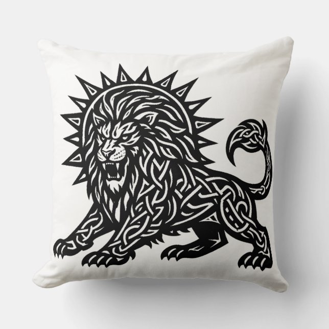 Almofada Leão Zodíaco Sol‑Crina Leão | BurnsInHell (Frente)