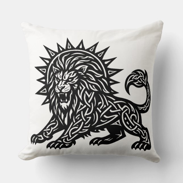 Almofada Leão Zodíaco Sol‑Crina Leão | BurnsInHell (Frente)