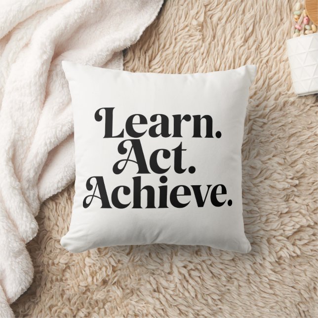 Almofada "Learn. Act. Achieve." - Art Typographique Minimal (Cobertor)