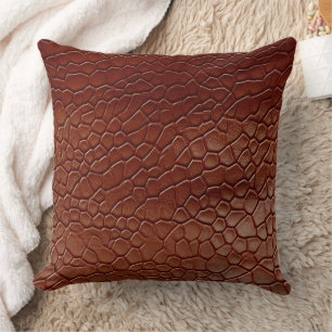Almofada Leather Brown Parece Impressão Animal