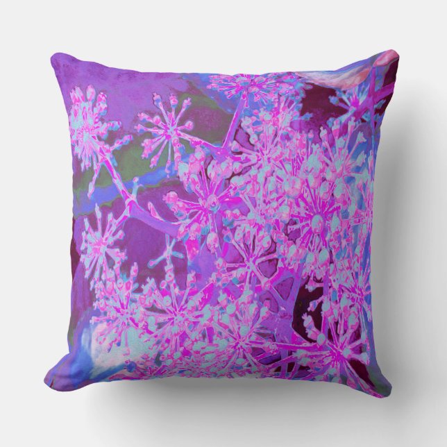 Almofada Legal Abstrato na Natureza, em Rosa Quente e Roxo (Frente)