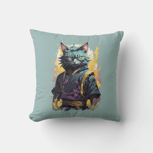 Almofada Legal fogo Cinza Ninja Cat Warrior (Frente)