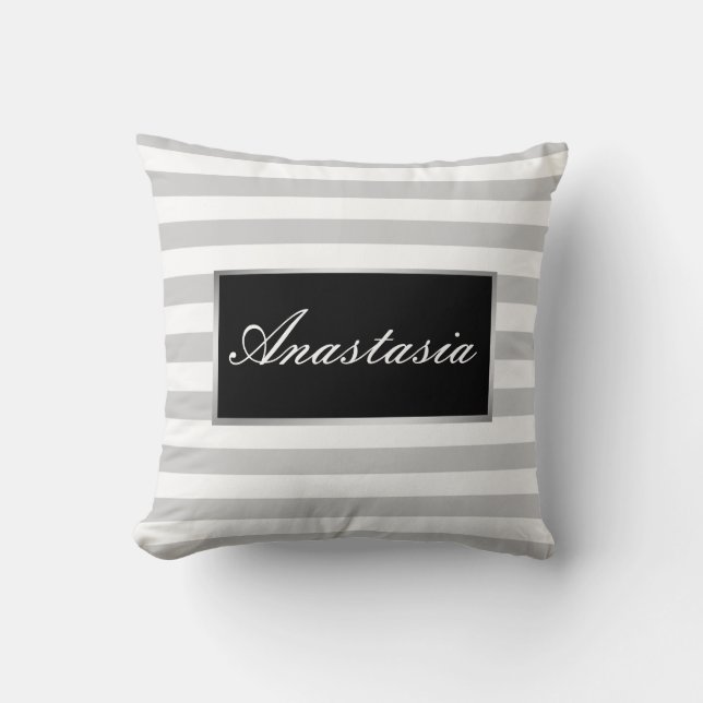 Almofada Legal, surpreendente, Silver Stripes com seu nome (Frente)