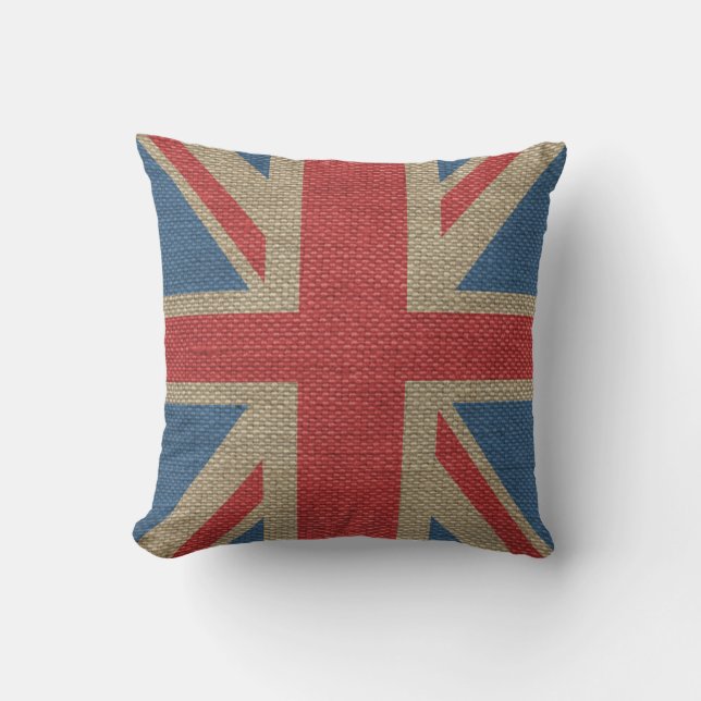 Almofada Legal tenda U.K. Union Jack Flag textura de burlap (Frente)