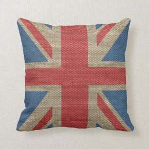 Almofada Legal tenda U.K. Union Jack Flag textura de burlap