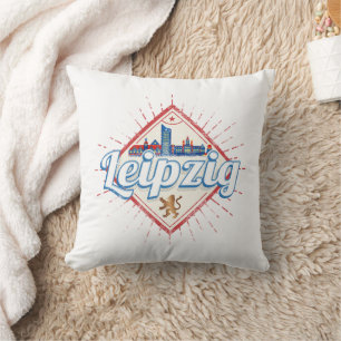 Almofada Leipzig Alemanha Saxónia Retro Skyline Vintage