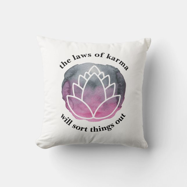 Almofada Leis White Lotus de Karma Inspirational Say (Frente)