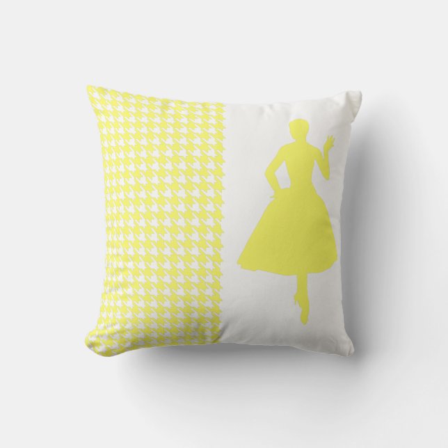 Almofada Lemonade Modern Houndstooth com Silhouette (Frente)