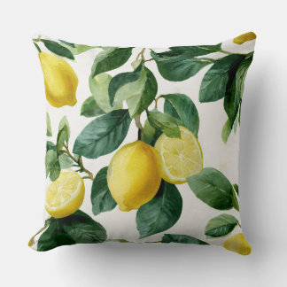 Almofada Lemons And Leaves Decorative Throw Pillow 