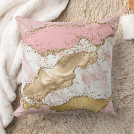Almofada Lente Dourada de mármore branco rosa