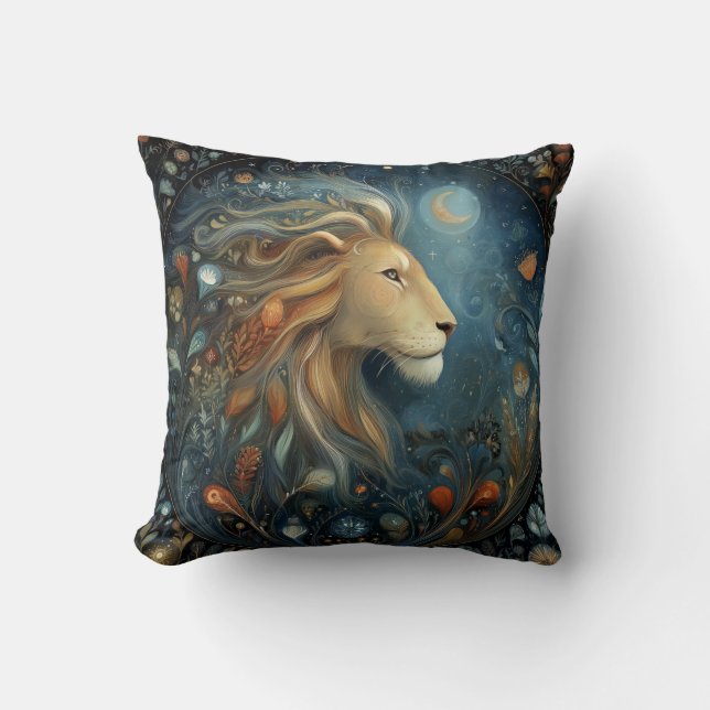 Almofada Leo Lion Zodiac Astrology Celestial Birthday (Frente)