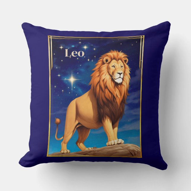 Almofada Leo Zodiac - Sinal debaixo de um céu estrelado (Frente)